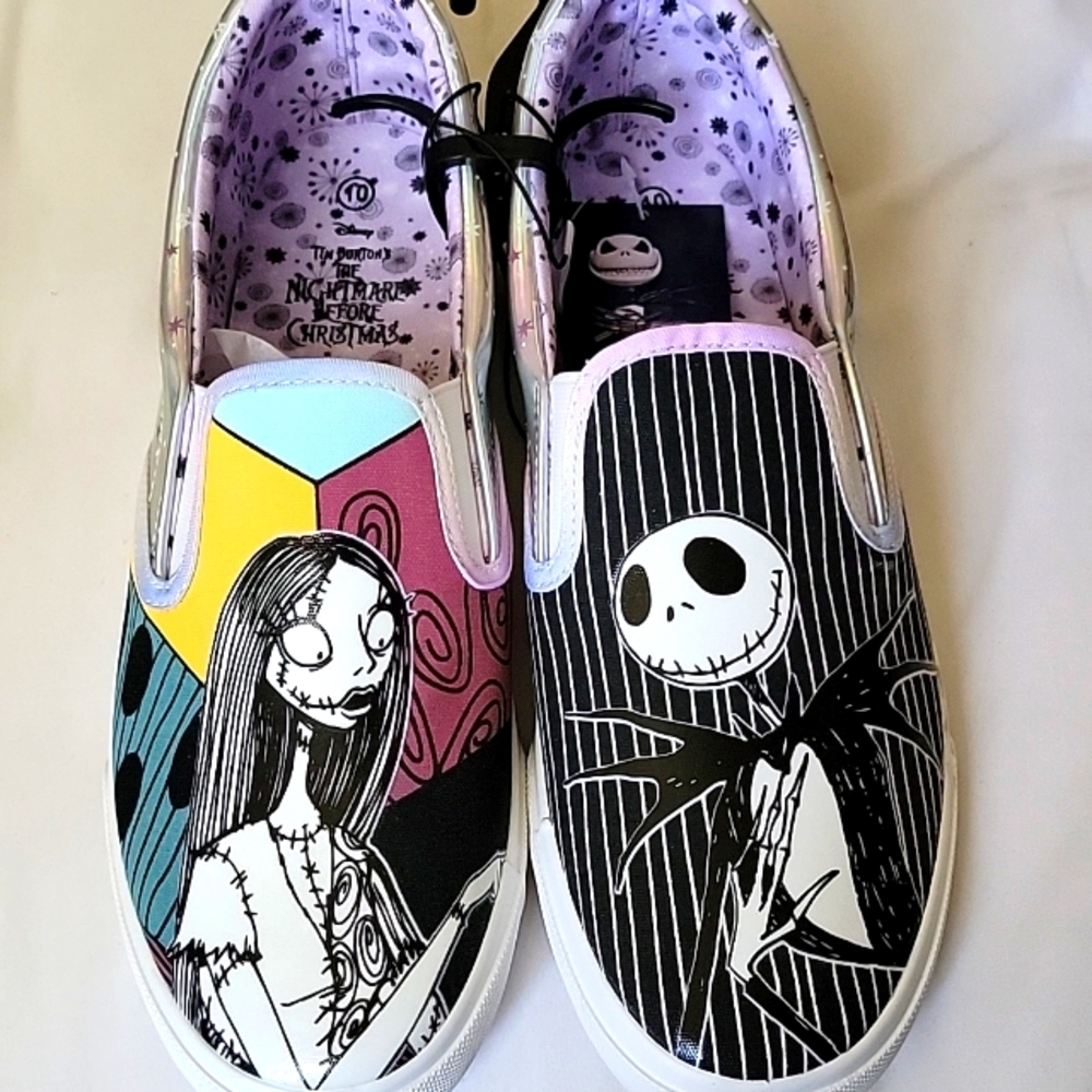 Womens Disney Nightmare Before Christmas Low Top Slip-On Sneakers